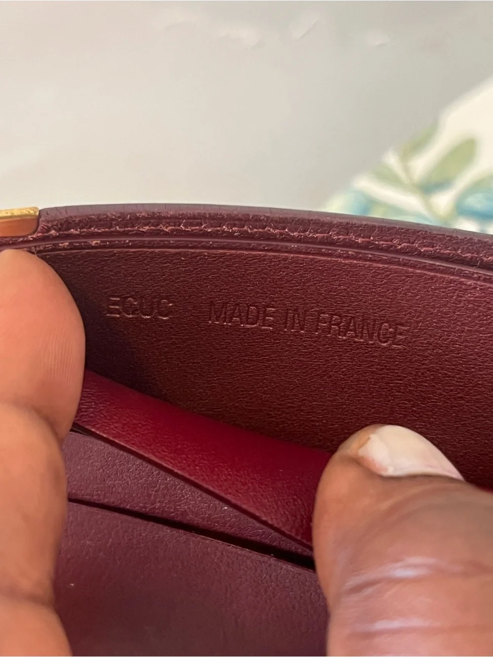 Cartier Men's Burgundy Leather Bifold Wallet with Gold Corners